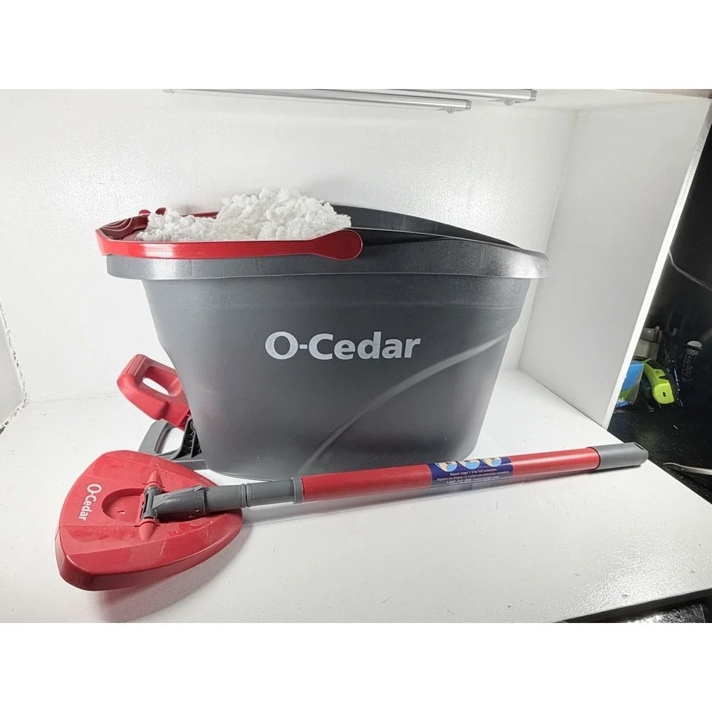O-Cedar wring Microfiber Mop & Bucket Floor Cleaning System - Gray/Red